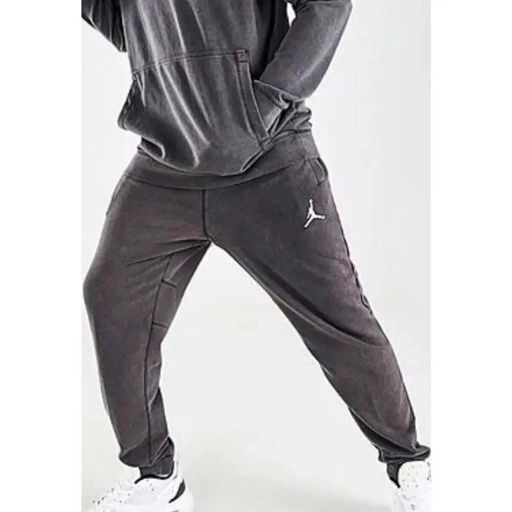 Air Jordan Pants Mens M Grey Dri-Fit Slim Fleece Jogger Charcoal Cozy Gym Casual